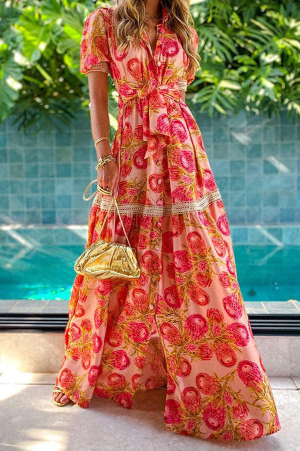 Kurzärmliges Kleid mit Bohemian-Print