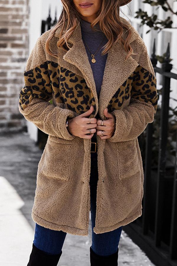Fashionable Leopard Stitched Plush Jacket