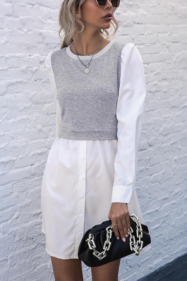 T-Shirt-Kleid mit Rundhalsausschnitt und Kontrastnähten