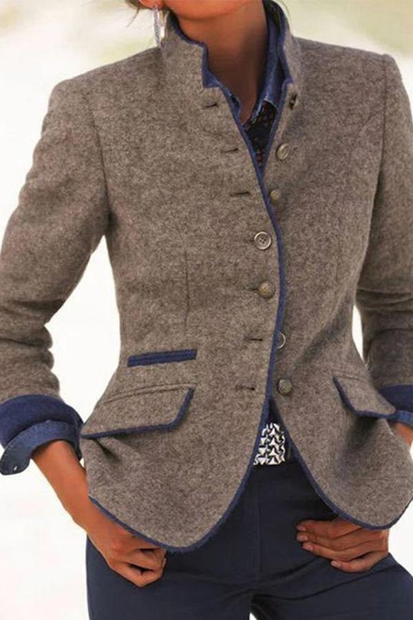 Schlanker, schlankmachender, langärmeliger dicker Wollmantel