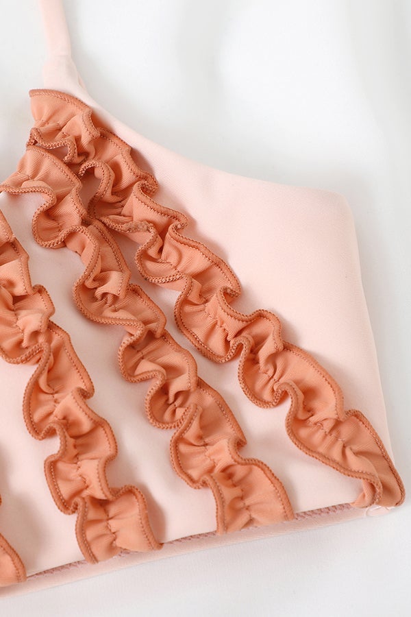 Bikini mit dreidimensionaler Spitze und hoher Taille