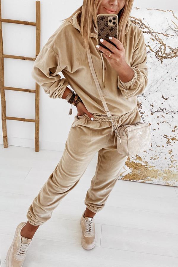 Täglicher lässiger Samt-Hoodie-Jogger-Trainingsanzug