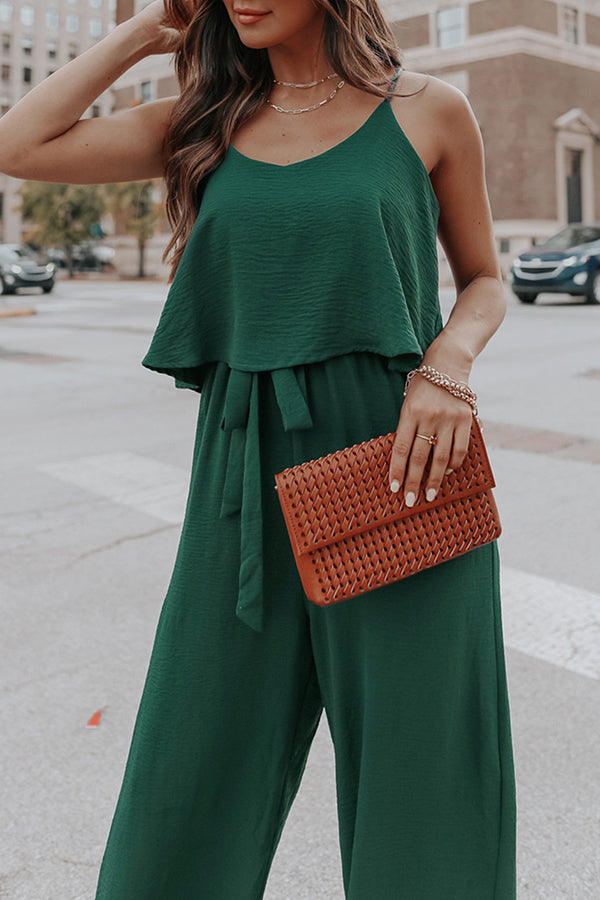 Sling Ice Silk Crinkle Soft Belt Loose Pants Freizeitanzug