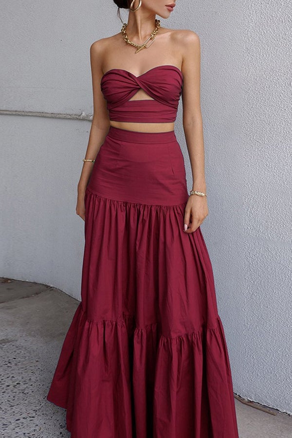 Ensemble deux pièces printemps-été avec haut tube, gilet et jupe