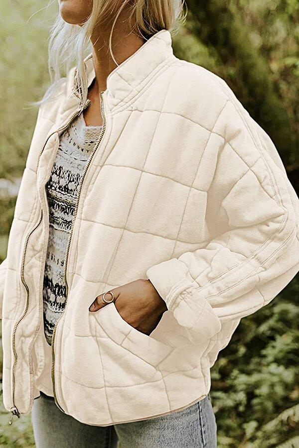 Solid Color Zipper Jacket