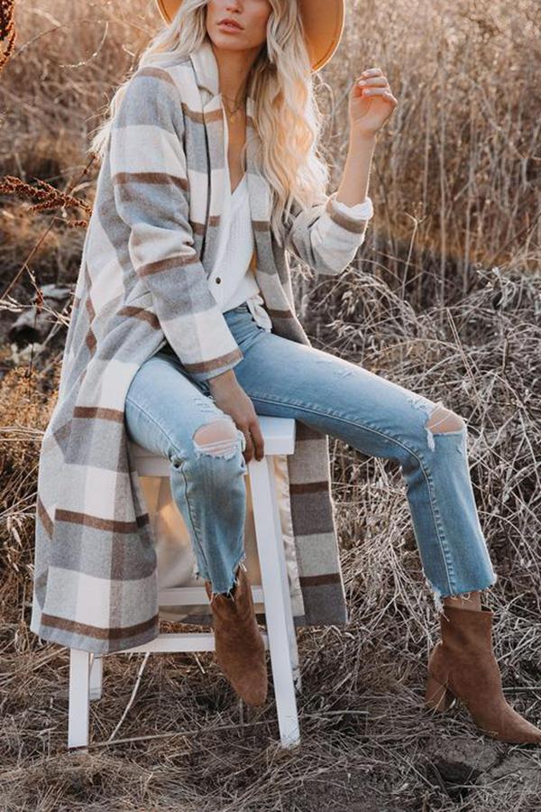 Karierter Mantel mit Taschen