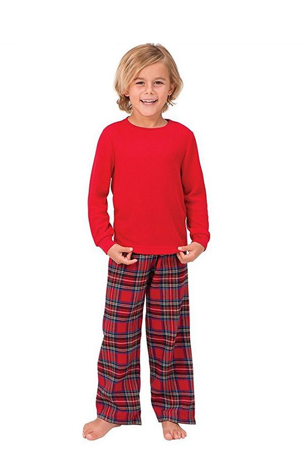 Klassische karierte Weihnachtsnachtwäsche mit Hirschen für die Familie, Herren und Damen, Weihnachten, Familie