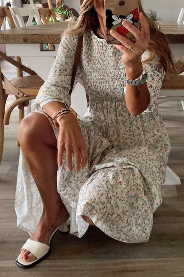 Robe taille haute à manches mi-longues et bulles