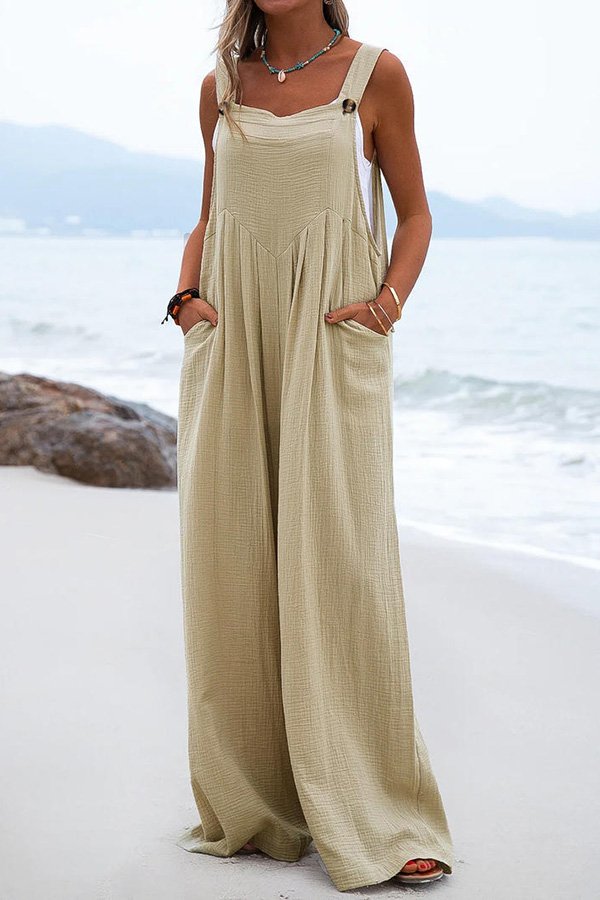 Itzel – Jumpsuit mit weitem Bein und Hosenträgern im Ethno-Stil mit Knöpfen