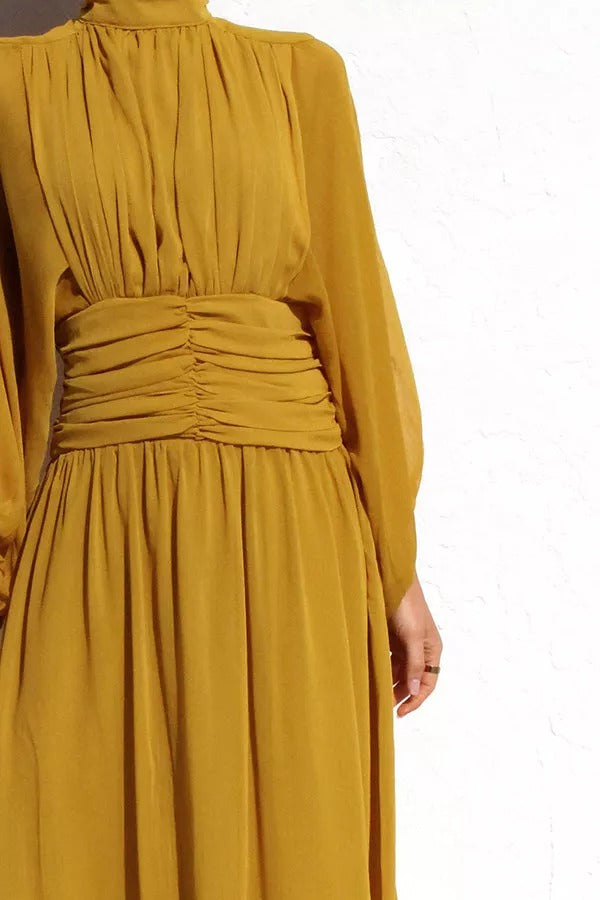 Divine Life – Maxikleid mit Rollkragen und plissierter Brustpartie