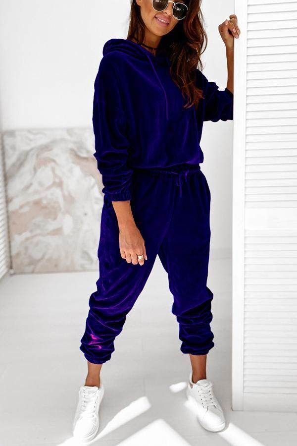 Täglicher lässiger Samt-Hoodie-Jogger-Trainingsanzug