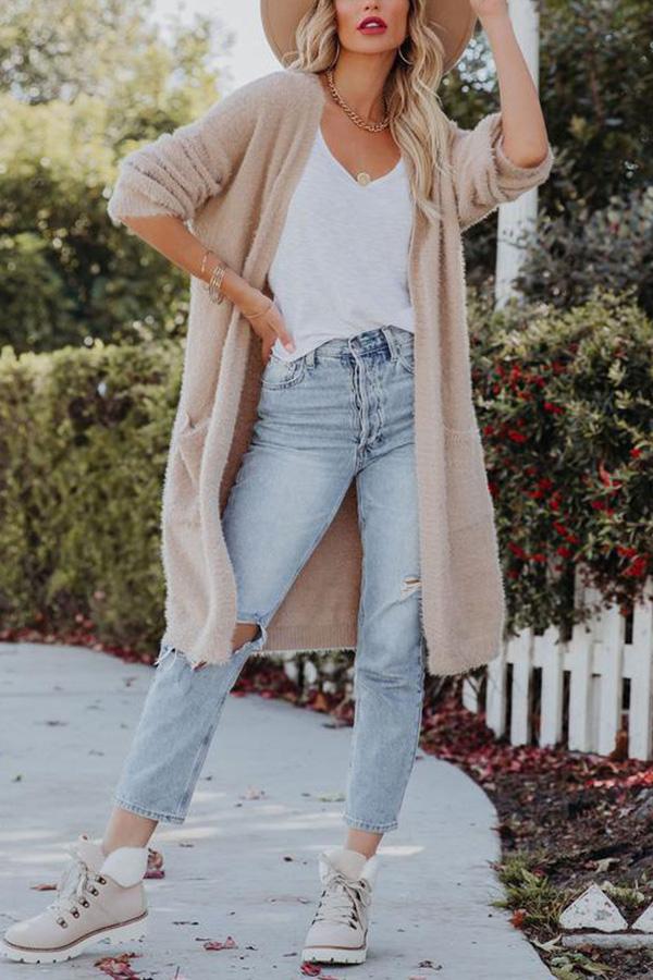 Herrliche, flauschige Strickjacke mit Taschen