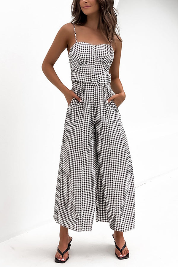 Schwarz-weiß karierter Jumpsuit