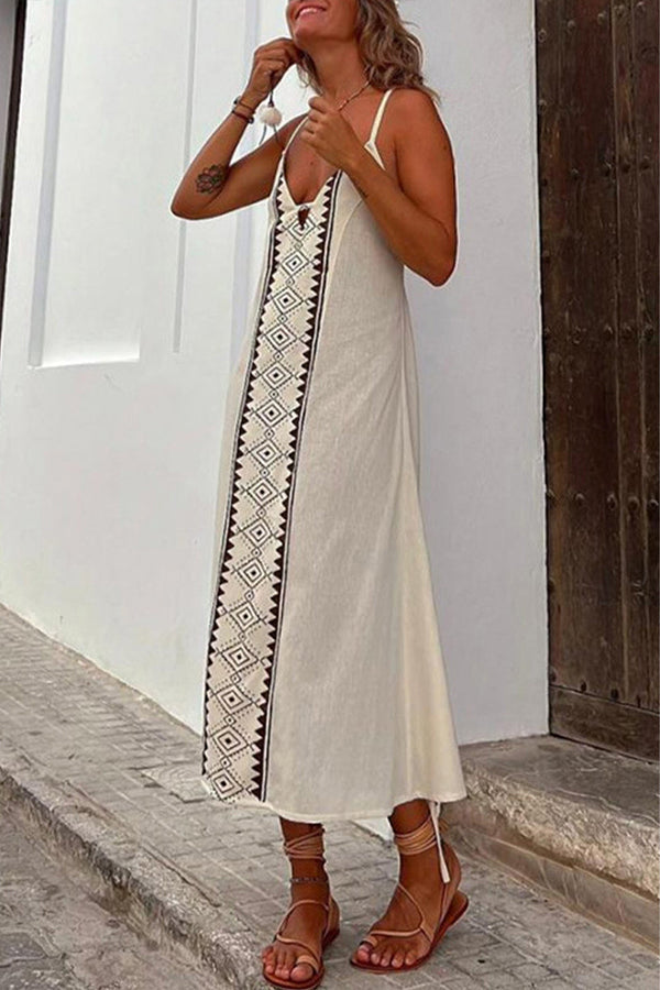 Robe sexy à imprimé frenulum et dos nu, col en V