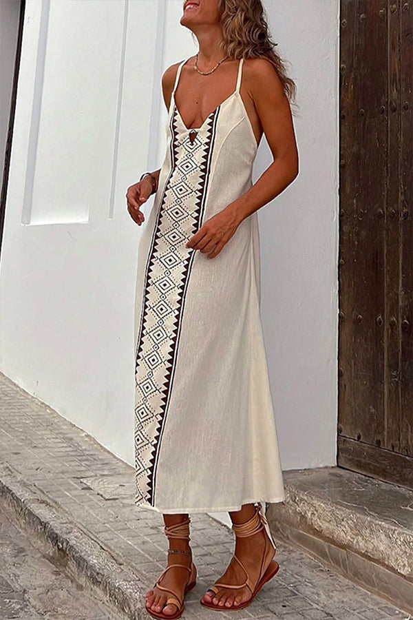 Robe sexy à imprimé frenulum et dos nu, col en V