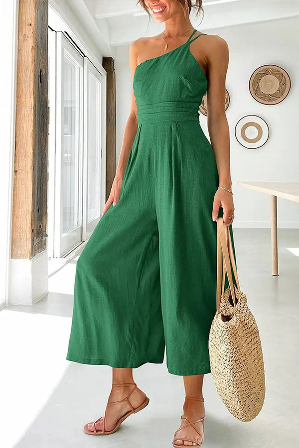 Sexy Jumpsuit mit Sling-Taille und Tasche, gerader Schnitt, ärmellos