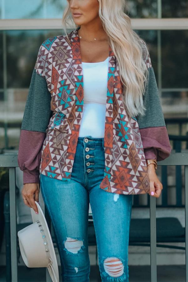 Offene Strickjacke mit Farbblockdesign