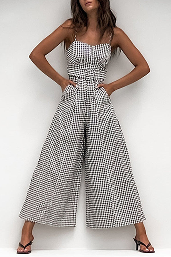 Schwarz-weiß karierter Jumpsuit