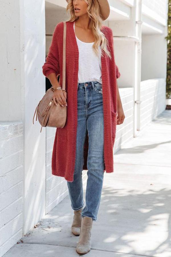 Herrliche, flauschige Strickjacke mit Taschen