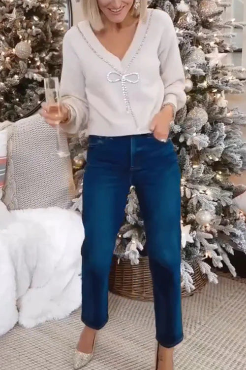 Stilvolles Pullover-Top mit Schleife