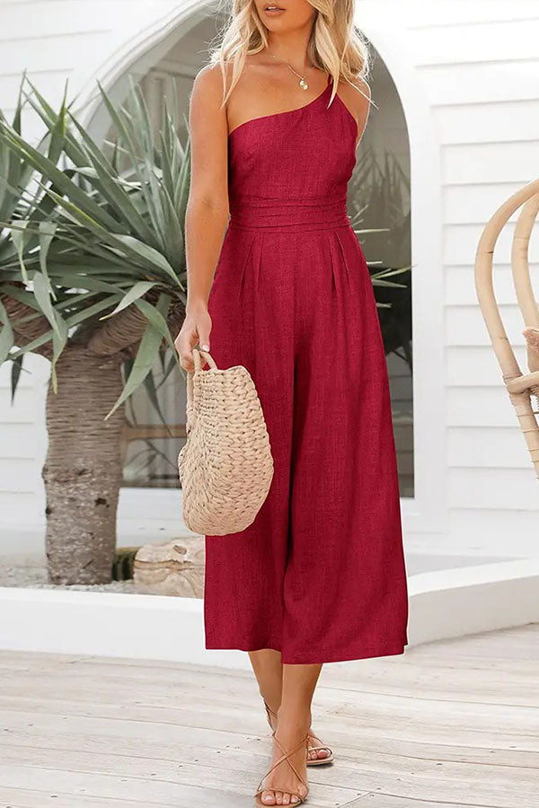 Sexy Jumpsuit mit Sling-Taille und Tasche, gerader Schnitt, ärmellos