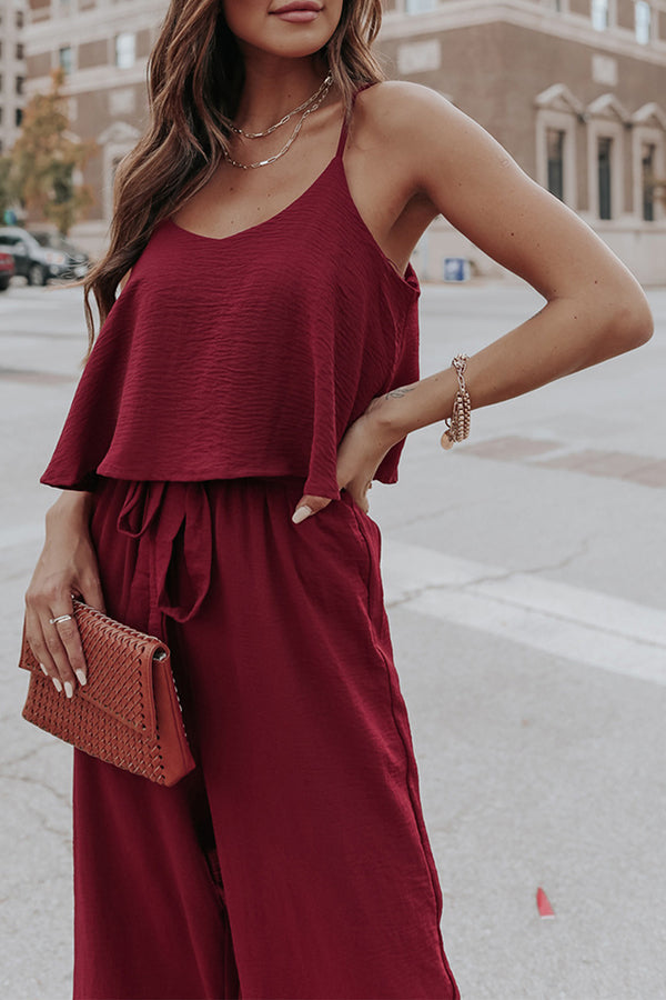 Sling Ice Silk Crinkle Soft Belt Loose Pants Freizeitanzug