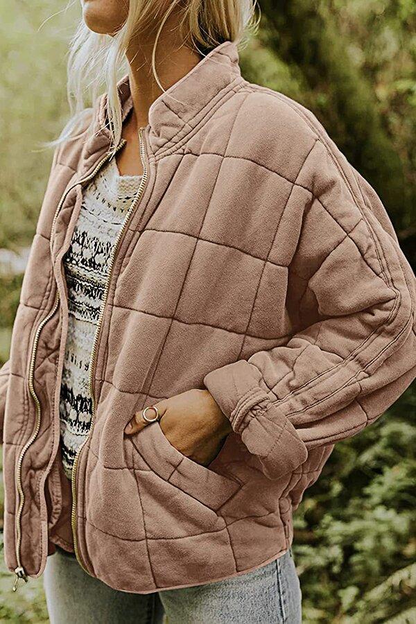 Solid Color Zipper Jacket