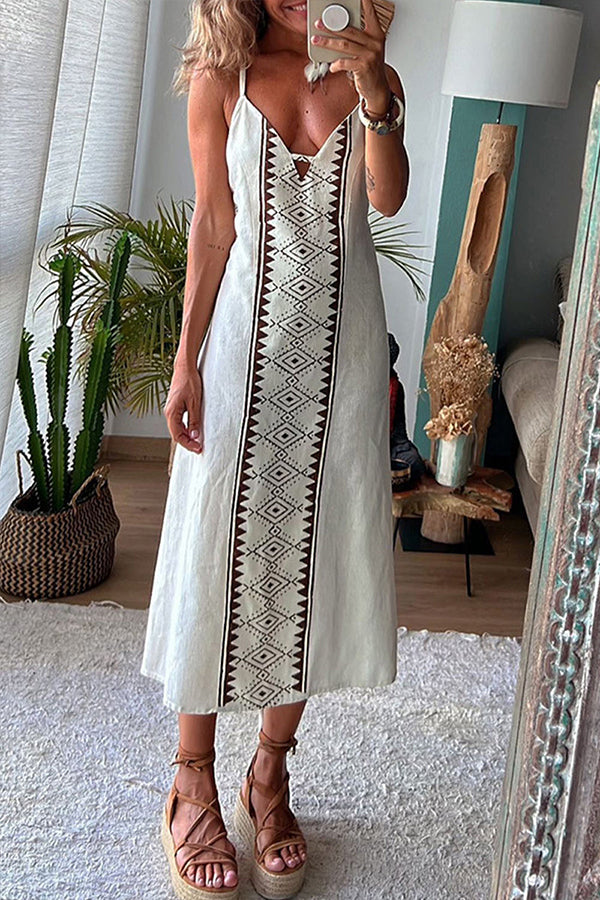 Robe sexy à imprimé frenulum et dos nu, col en V