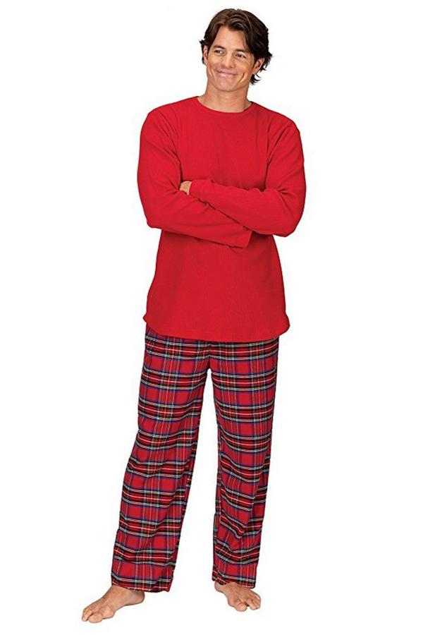 Klassische karierte Weihnachtsnachtwäsche mit Hirschen für die Familie, Herren und Damen, Weihnachten, Familie
