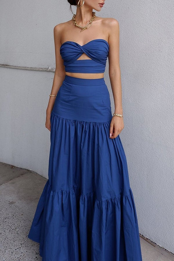 Ensemble deux pièces printemps-été avec haut tube, gilet et jupe