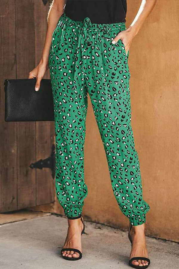 Lässige Haremshose mit Leopardenmuster und hoher Taille für Damen