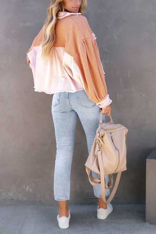 Ausgefranstes Hemd aus Baumwoll-Waffelstrick