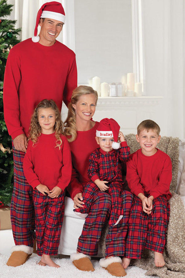 Klassische karierte Weihnachtsnachtwäsche mit Hirschen für die Familie, Herren und Damen, Weihnachten, Familie
