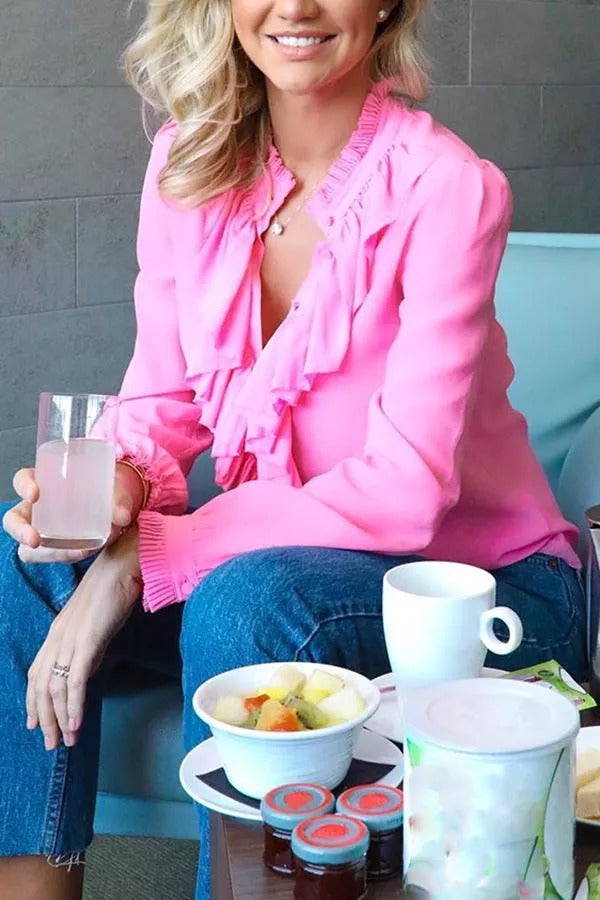 Bluse mit hübscher Perspektive und Rüschenkragen