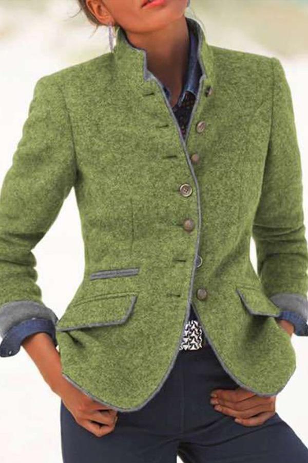 Schlanker, schlankmachender, langärmeliger dicker Wollmantel