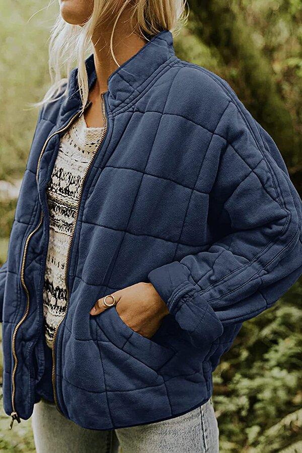 Solid Color Zipper Jacket