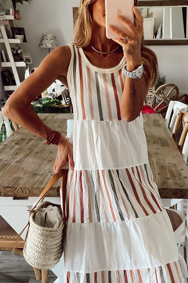 Comfort for Summer – Entspanntes Tank-Midikleid aus Leinenmischung mit Streifen
