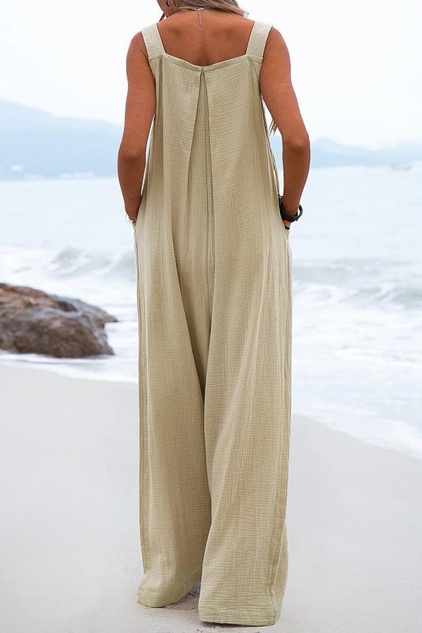 Itzel – Jumpsuit mit weitem Bein und Hosenträgern im Ethno-Stil mit Knöpfen