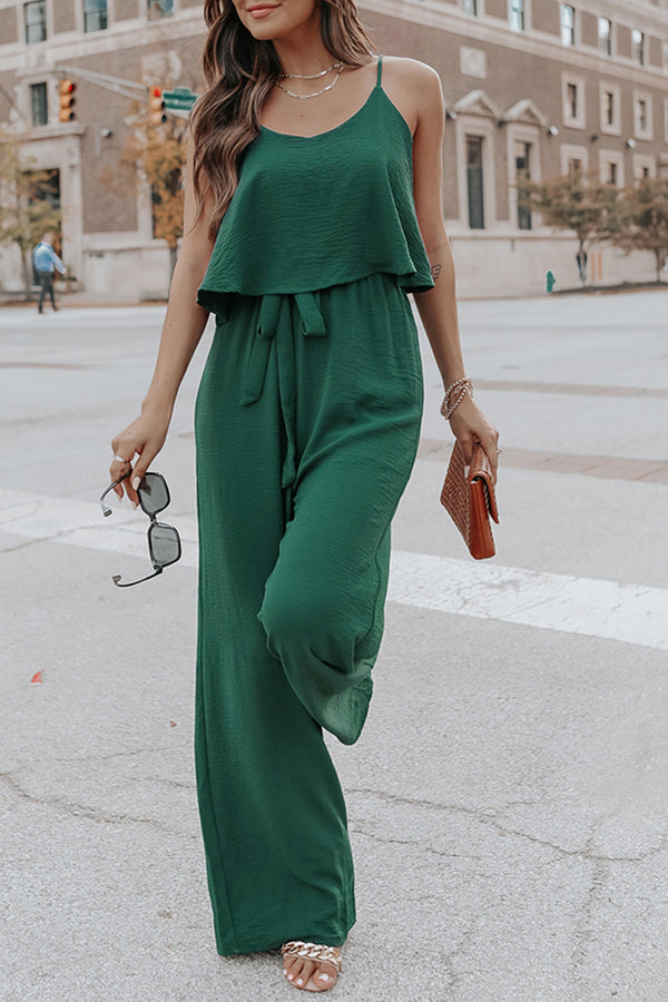 Sling Ice Silk Crinkle Soft Belt Loose Pants Freizeitanzug