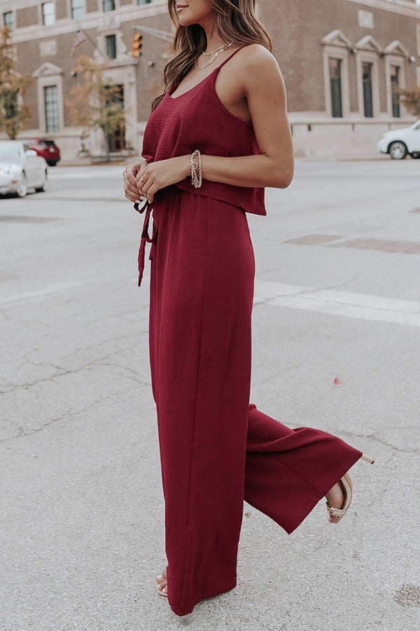 Sling Ice Silk Crinkle Soft Belt Loose Pants Freizeitanzug