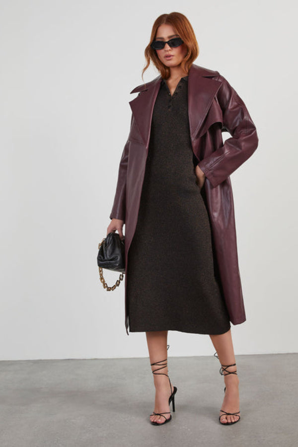 Langärmliges Midi-Strickkleid