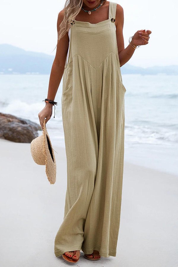 Itzel – Jumpsuit mit weitem Bein und Hosenträgern im Ethno-Stil mit Knöpfen