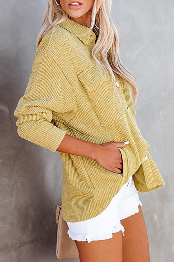 Cord Langarm Button Down Shirts Casual Jacke