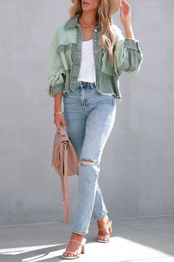 Ausgefranstes Hemd aus Baumwoll-Waffelstrick