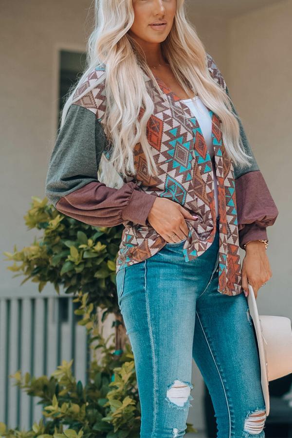 Offene Strickjacke mit Farbblockdesign