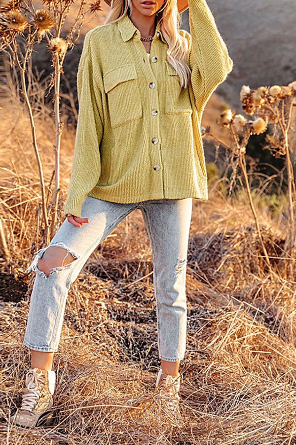 Cord Langarm Button Down Shirts Casual Jacke