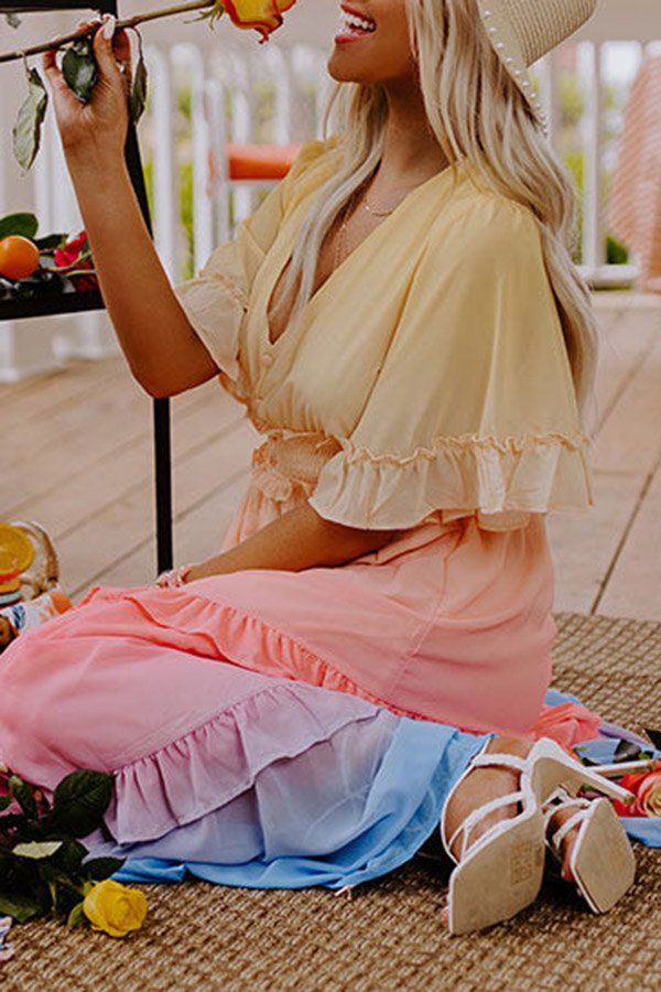 Lässiges Maxikleid mit zartem Sonnenuntergangs-Farbverlauf