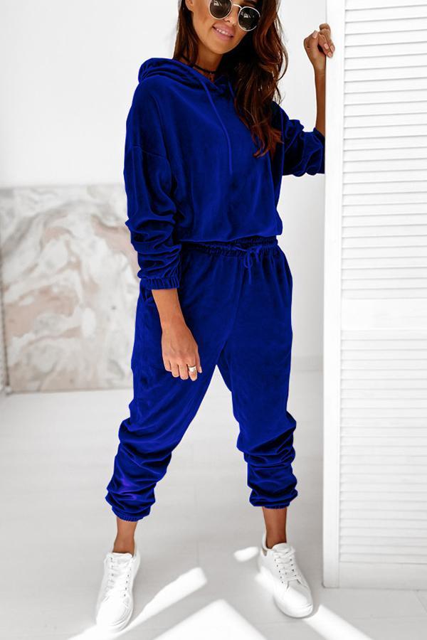Täglicher lässiger Samt-Hoodie-Jogger-Trainingsanzug