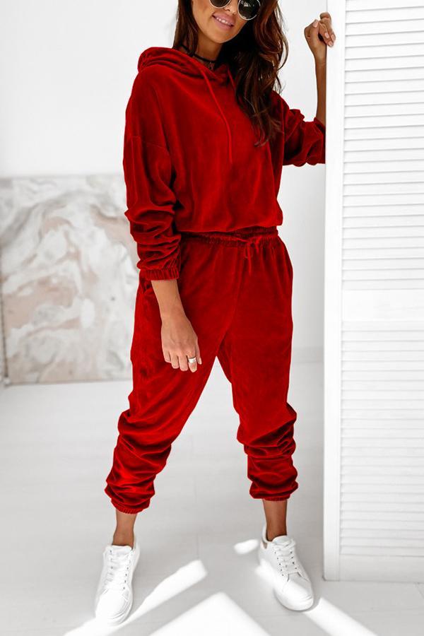 Täglicher lässiger Samt-Hoodie-Jogger-Trainingsanzug