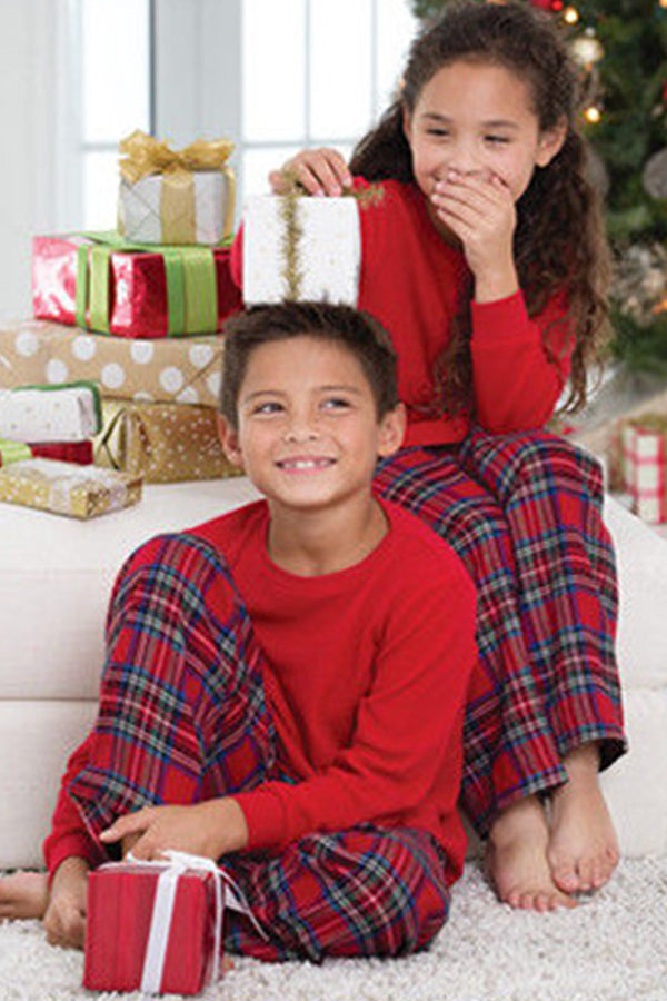 Klassische karierte Weihnachtsnachtwäsche mit Hirschen für die Familie, Herren und Damen, Weihnachten, Familie